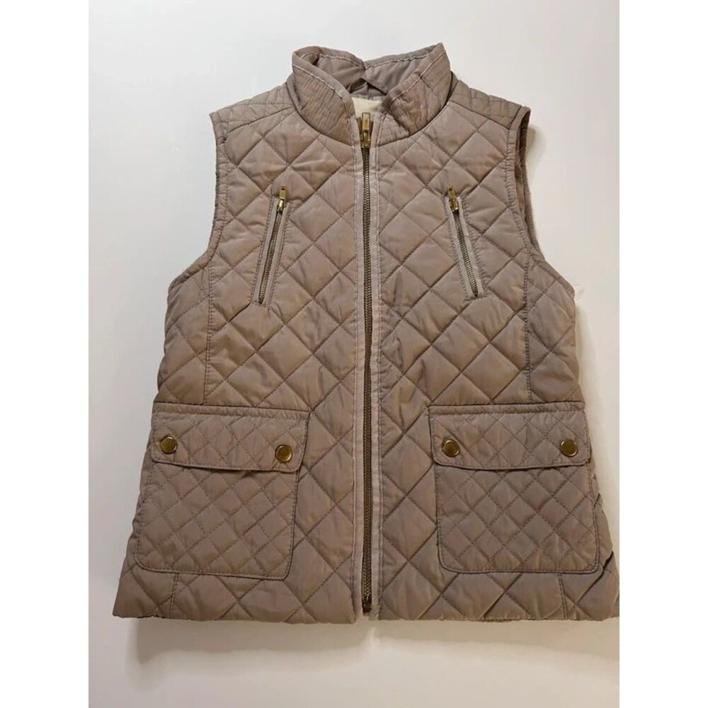 Copper Key Quilted Utility Vest | Girls Size 7/8 | Beige